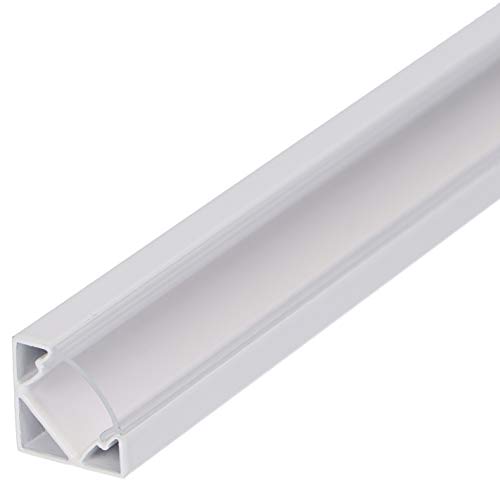 Set: LED Profil, 100cm Profil LED 45° für LED Streifen, Aluminium led Profil LT3 + Abdeckung (Weiss, Transparent) von LumenTEC