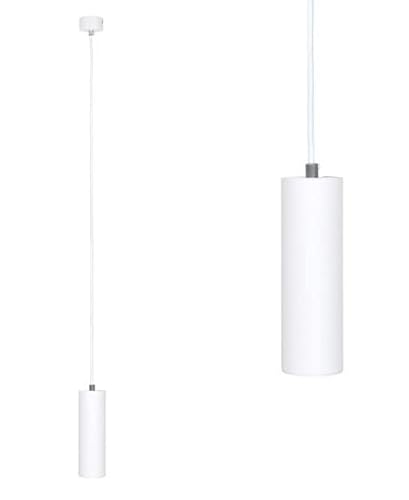 Weiss GU10 Pendelleuchte, Hängeleuchte, Hängelampe 1-flammig, LED Drahtleuchte, Lampenfassung, Ø 5,6cm, GU10 Höhenverstellbar Lampenhalterung (Karadon Weiss) von LumenTEC