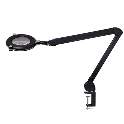 Lumeno 7315SW LED Lupenleuchte - Profi-Lupenlampe mit 5 Dioptrien und hohem CRI von 95 - Ideal für Praxen, Kosmetikstudios, Industrie - Perfekte Farbwiedergabe für Präzisionsarbeiten, Schwarz von Lumeno