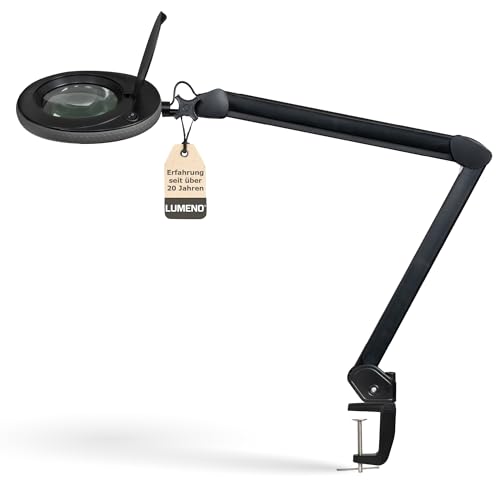 Lumeno LED Lupenleuchte 7218SW Lupenlampe mit 127 mm Echtglaslinse, Arbeitsplatzlampe, Kosmetiklampe, geeignet für Kosmetik, Bastler, Lesehilfe Vergrößerungslampe, 8 Dioptrien Schwarz Lumeno LED Lupenleuchte 7218SW Lupenlampe mit 127 mm Echtglaslinse, Arbeitsplatzlampe, Kosmetiklampe, geeignet für Kosmetik, Bastler, Lesehilfe Vergrößerungslampe, 8 Dioptrien Schwarz von Lumeno