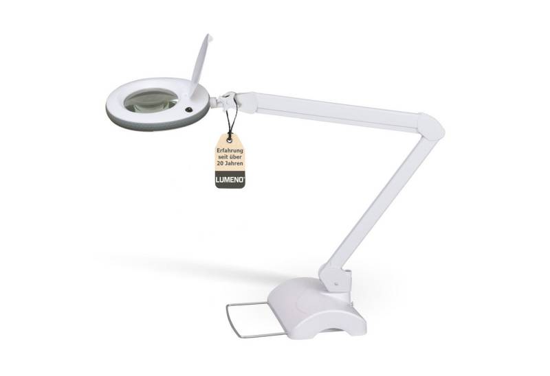 Lumeno Lupenlampe 721X LED-Lupenleuchte, 127 mm Echtglaslinse, LED fest integriert, Kaltweiß, 6500 K, LED Leuchte von Lumeno