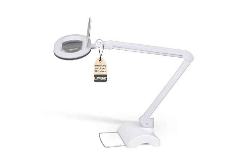 Lumeno Lupenlampe 861XGR Lupenleuchte Lupenlampe mit ovaler Echtglaslinse kristallklar, LED fest integriert, Kaltweiß, 6500 K von Lumeno
