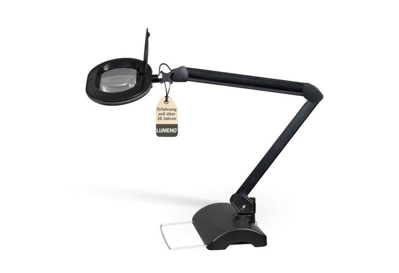 Lumeno Lupenlampe 861XGR Lupenleuchte Lupenlampe mit ovaler Echtglaslinse kristallklar, LED fest integriert, Kaltweiß, 6500 K von Lumeno