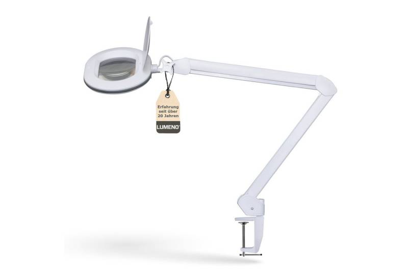 Lumeno Lupenlampe 861XGR Lupenleuchte Lupenlampe mit ovaler Echtglaslinse kristallklar, LED fest integriert, Kaltweiß, 6500 K von Lumeno