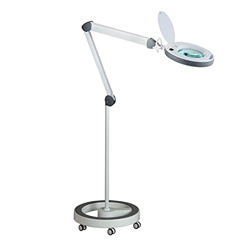 Lumeno dimmbare LED Lupenleuchte 8513GR mit großer 152 mm Echtglaslinse, einstellbare Helligkeitsstufen, geeignet als Arbeitsleuchte, Lupenlampe, Lesehilfe, 3 Dioptrien mit Rollstativ Grau Lumeno dimmbare LED Lupenleuchte 8513GR mit großer 152 mm Echtglaslinse, einstellbare Helligkeitsstufen, geeignet als Arbeitsleuchte, Lupenlampe, Lesehilfe, 3 Dioptrien mit Rollstativ Grau von Lumeno