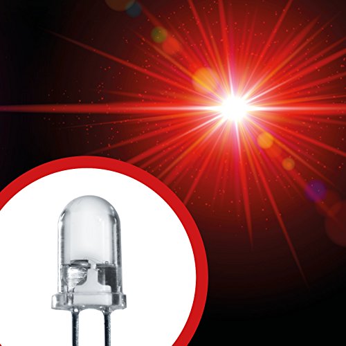 Lumetheus LED 5mm Farbe rot 40000 mcd 100 Stück Leuchtdiode extra hell 2V rote Diode 2 Pin LEDs von Lumetheus