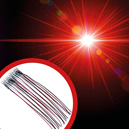 Lumetheus LED verkabelt 12 Volt 3mm Farbe rot 10 Stück verkabelte rote Leuchtdioden mit Kabel verlötet 12V Widerstand von Lumetheus