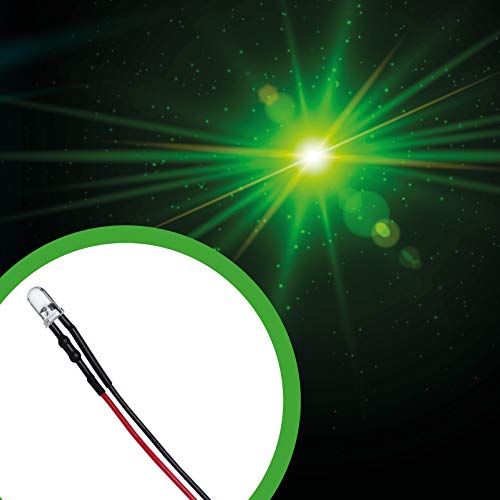 Lumetheus LED verkabelt 12 Volt 5mm Farbe grün verkabelte LEDs mit Kabel verlötet 12V Widerstand grüne Leuchtdioden von Lumetheus