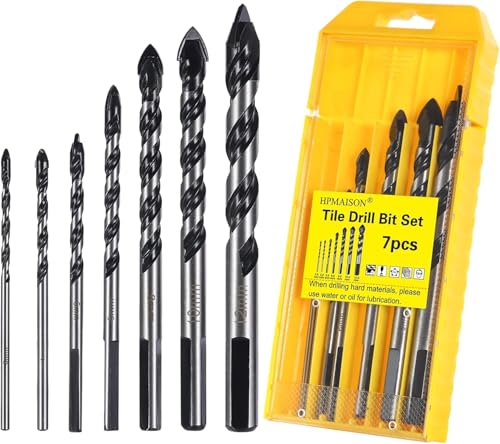 Fliesenbohrer Glasbohrer Set, 7 Stück Fliesenbohrer Set für Porzellan, Keramik, Fliesen, Beton, Ziegelwand, Glas, Spiegel, Kunststoff, Mauerwerk und Holz (3,4,5,6,8,10,12mm) von Lumi Zenva