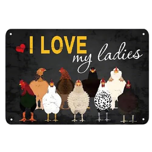 Lumi Zenva Retro Hühnerstall Blechschild - Lustiges Vintage Design für Geflügelhalter - Wetterfeste Metalltafel mit "I Love My Ladies" Aufdruck - 20x30cm Hühnerhof Dekoration Lumi Zenva Retro Hühnerstall Blechschild - Lustiges Vintage Design für Geflügelhalter - Wetterfeste Metalltafel mit "I Love My Ladies" Aufdruck - 20x30cm Hühnerhof Dekoration von Lumi Zenva