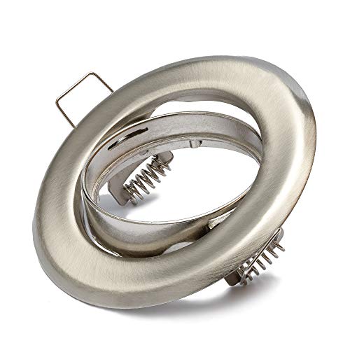 Einbaustrahler GU10 Set Einbaurahmen Edelstahl - Edelstahl gebürstet Optik Inkl. GU10 Fassung für LED oder Halogen Leuchtmittel, 30° Schwenkbar, Rund Einbaustrahler GU10 Set Einbaurahmen Edelstahl - Edelstahl gebürstet Optik Inkl. GU10 Fassung für LED oder Halogen Leuchtmittel, 30° Schwenkbar, Rund von Lu-mi