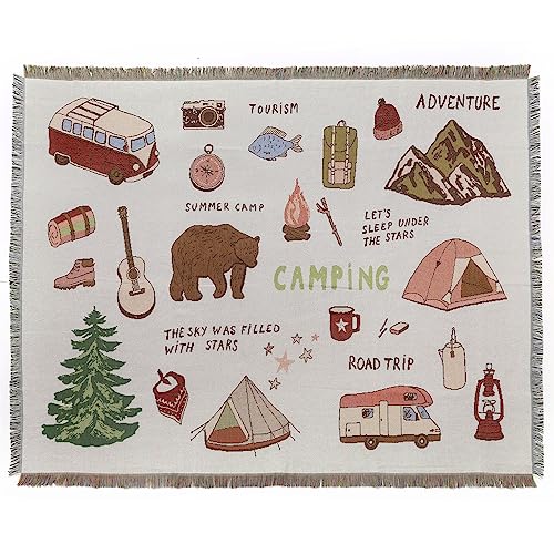 LumiSyne Baumwolle Gewebt Decke Überwurf Mit Quast Bohemian Ethno Stil Azteken Navajo Überwurfdecke Kuscheldecke Dekorative Decke Für Bett Couch Sessel Camping Wandteppich Tischdecke Teppich 160x130cm von LumiSyne