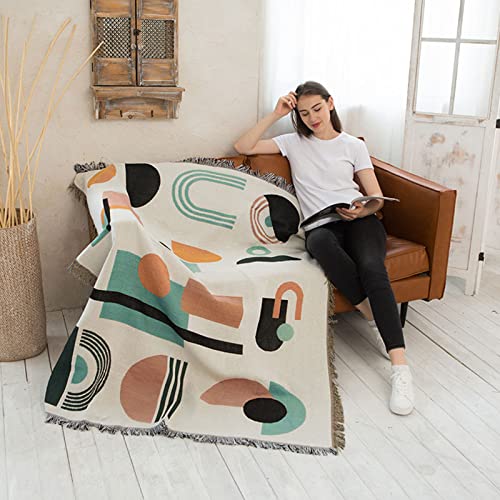 LumiSyne Doppelseitige Baumwolle Gewebt Decke Überwurf Mit Quaste Dschungel Böhmische Stil Wandteppich Kuscheldecke Dekorative Decke Für Bett Couch Sessel Camping Decke Tischdecke Teppich 160x130cm von LumiSyne