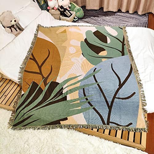 LumiSyne Doppelseitige Baumwolle Gewebt Decke Überwurf Mit Quaste Dschungel Böhmische Stil Wandteppich Kuscheldecke Dekorative Decke Für Bett Couch Sessel Camping Decke Tischdecke Teppich 160x130cm von LumiSyne