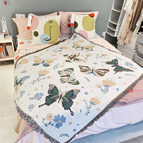 LumiSyne Doppelseitige Baumwolle Gewebt Decke Überwurf Mit Quaste Dschungel Böhmische Stil Wandteppich Kuscheldecke Dekorative Decke Für Bett Couch Sessel Camping Decke Tischdecke Teppich 160x130cm von LumiSyne