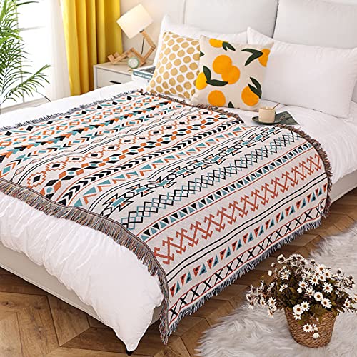 LumiSyne Doppelseitige Baumwolle Gewebt Decke Überwurf Mit Quaste Dschungel Böhmische Stil Wandteppich Kuscheldecke Dekorative Decke Für Bett Couch Sessel Camping Decke Tischdecke Teppich 160x130cm von LumiSyne