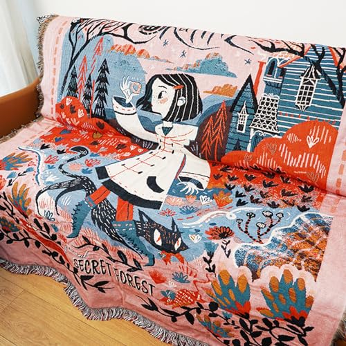LumiSyne Doppelseitige Baumwolle Gewebt Decke Überwurf Mit Quaste Dschungel Böhmische Stil Wandteppich Kuscheldecke Dekorative Decke Für Bett Couch Sessel Camping Decke Tischdecke Teppich 160x130cm von LumiSyne