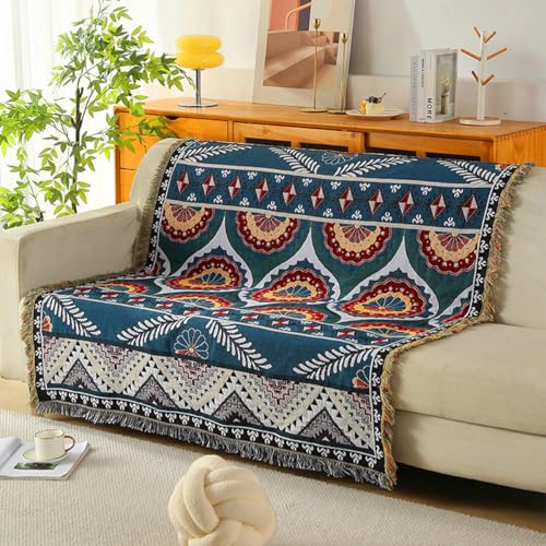 LumiSyne Doppelseitige Baumwolle Gewebt Decke Überwurf Mit Quaste Dschungel Böhmische Stil Wandteppich Kuscheldecke Dekorative Decke Für Bett Couch Sessel Camping Decke Tischdecke Teppich 160x130cm von LumiSyne