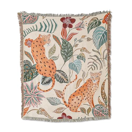 LumiSyne Doppelseitige Baumwolle Gewebt Decke Überwurf Mit Quaste Dschungel Böhmische Stil Wandteppich Kuscheldecke Dekorative Decke Für Bett Couch Sessel Camping Decken Tischdecke Teppich 160x130cm von LumiSyne