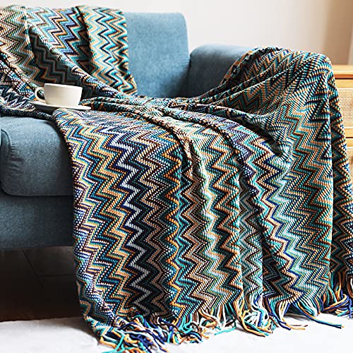 LumiSyne Gestrickte Decke Mit Quaste Hahnentritt Boho Kariert Kuscheldecke Strickdecke Tagesdecke Überwurf Couchdecke Dekorative Decke Für Sofa Bett 180x240cm von LumiSyne