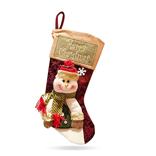 LumiSyne Personalisierte Weihnachtsstrumpf 47cm Groß Nikolausstiefel Mit 3D Plüsch Weihnachtssocken Geschenktüte Bonbontasche Hängende Strümpfe Für Kamin Weihnachtsbaum Weihnachtsdeko(Schneemann) von LumiSyne