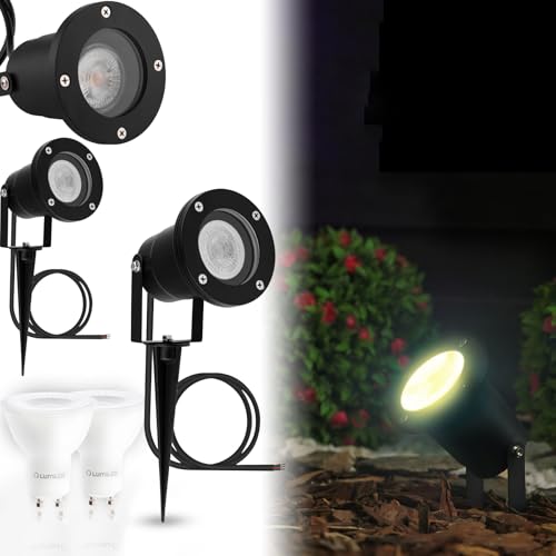 Gartenstrahler 2er-Set HORTI Spike Gartenleuchte GU10 Wasserdicht IP65 Strahler außen mit Erdspieß schwenkbar Schwarz LED 6W warmweiß 3000 K Wegeleuchten Baumbeleuchtung Gartenlichter Reflektor Gartenstrahler 2er-Set HORTI Spike Gartenleuchte GU10 Wasserdicht IP65 Strahler außen mit Erdspieß schwenkbar Schwarz LED 6W warmweiß 3000 K Wegeleuchten Baumbeleuchtung Gartenlichter Reflektor von Lumiled