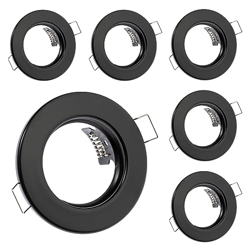 LUMILED 6x Einbaustrahler feste flach Spots für LED oder Halogen Einbauleuchten Einbaurahmen rund stahl Einbauspots Downlight Schwarz LUMILED 6x Einbaustrahler feste flach Spots für LED oder Halogen Einbauleuchten Einbaurahmen rund stahl Einbauspots Downlight Schwarz von Lumiled
