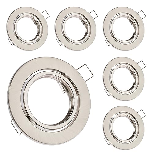 LUMILED 6x Einbaustrahler schwenkbar flach Spots für LED oder Halogen Einbauleuchten Einbaurahmen rund stahl Einbauspots Downlight Taupe von Lumiled