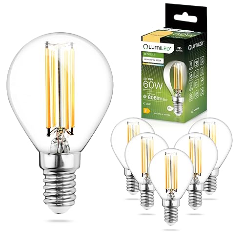 LUMILED E14 LED Lampe P45 7W ersetzt (60W Glühlampe) 6 Stück Set 806lm 3000K Warmweiß 360 Grad Lichtwinkel 230V Glühbirne Birne Leuchtmittel Tropfenform Kugel Energiesparlampe von Lumiled