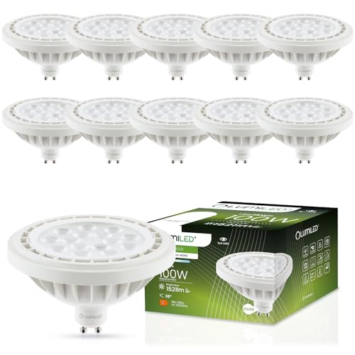 LUMILED LED-Leuchtmittel 10er Set ES111 GU10 Fassung Spot Strahler Spannung 230V 15W (Entspricht Halogen 100 Watt) Neutralweiß 4000K 38 Grad Abstrahlwinkel weiß 1521 Lumen Ra>80 von LUMILED