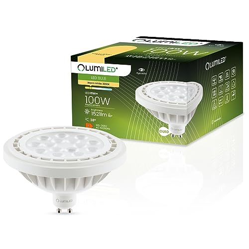 LUMILED LED-Leuchtmittel ES111 GU10 Fassung Spot Strahler Spannung 230V 15W (Entspricht Halogen 100 Watt) Warmweiß 3000K 38 Grad Abstrahlwinkel weiß 1521 Lumen Ra>80 von LUMILED