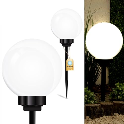 LUMILED Solarleuchte Garten Solarlampe mit Erdspieß LED Solarkugel für außen Kaltweiß 6500K Solar Gartenleuchte 25 cm Solar-LED-Wegeleuchten Wegbeleuchtung Bodenleuchte 1 Stück LUMILED Solarleuchte Garten Solarlampe mit Erdspieß LED Solarkugel für außen Kaltweiß 6500K Solar Gartenleuchte 25 cm Solar-LED-Wegeleuchten Wegbeleuchtung Bodenleuchte 1 Stück von Lumiled
