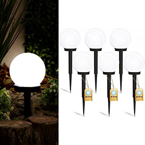 Lumiled 6 Stück Solar Gartenleuchte Solarlampe Solarkugeln für Garten Außen Leuchtkugel Kugel mit Erdspieß Dämmerungssensor Außenleuchte Wegeleuchte Stehleuchte LED IP44 Kaltweiß ∅10 Lumiled 6 Stück Solar Gartenleuchte Solarlampe Solarkugeln für Garten Außen Leuchtkugel Kugel mit Erdspieß Dämmerungssensor Außenleuchte Wegeleuchte Stehleuchte LED IP44 Kaltweiß ∅10 von Lumiled
