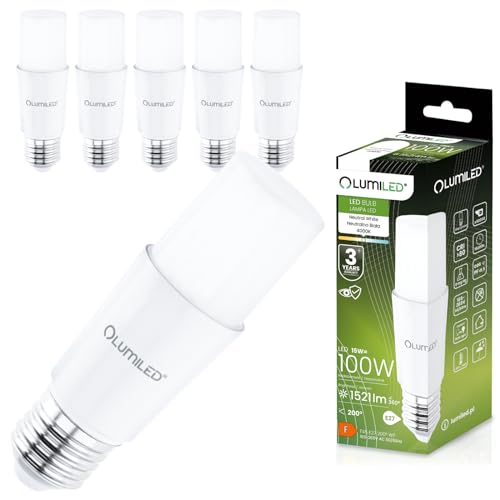Lumiled 6x E27 LED Lampen Stabform 15W LED (100W) Stick Birnen Glühbirne 1521lm Neutralweiß 4000K Maiskolben Leuchtmittel Energiesparlampe Blendfreie Beleuchtung für Leselampe T45 Stablampe von Lumiled