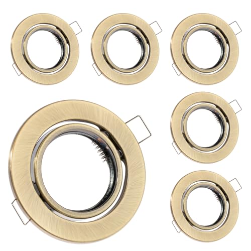 LUMILED 6x Einbaustrahler schwenkbar flach Spots für LED oder Halogen Einbauleuchten Einbaurahmen rund stahl Einbauspots Downlight Gold von Lumiled