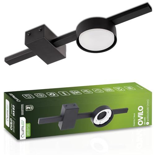 Lumiled Aufbauleuchte Deckenleuchte Deckenspot Deckenstrahler 1-flammiger Spot Spotlampe für Decke Spotleuchte Deckenlampe Innenleuchte Spots Downlight Schwarz rund GX53 Fassung 230V Wandlampe von Lumiled