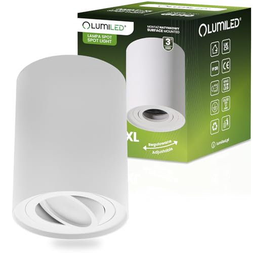 Lumiled Aufbaustrahler Anbauleuchte Tuba Aufbauspot Aufputz Spotleuchte 230V Deckenleuchte mit GU10 Fassung Spot Weiß 100 mm Aufbau-lampe aus Aluminium Downlight Rund von Lumiled