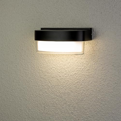 Lumiled Außenwandleuchte 5W Modern 230V 4000 K neutralweiß Wandlampe Außenlampe Wandleuchte Polycarbonat Aluminium Schwarz IP54 Wasserdicht Outdoor Außen Garten Gartenlampe von Lumiled