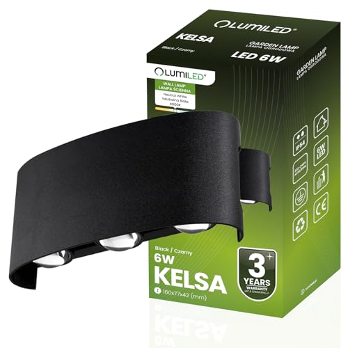 Lumiled Außenwandleuchte Modern 6W 230V 4000 K neutralweiß Wandlampe Außenlampe Wandleuchte Polycarbonat Schwarz IP54 Wasserdicht Outdoor Außen Garten Gartenlampe von Lumiled