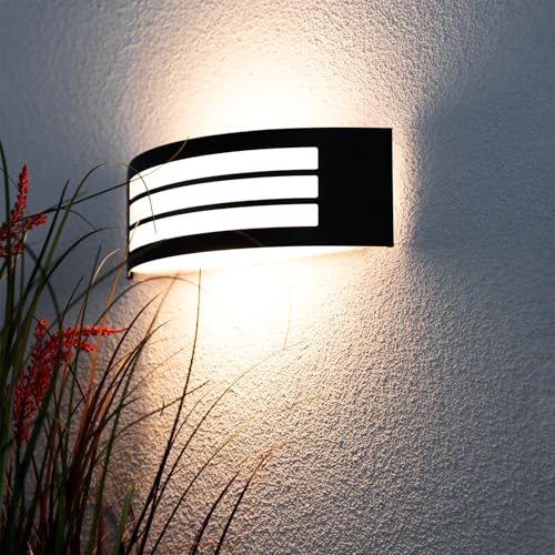 Lumiled Außenwandleuchte Wandlampe aussen Außenleuchte Wand E27 Fassung Außenbeleuchtung Wandleuchter Gartenleuchte Terrasse Haus Fassade IP44 schwarz Edelstahl rechteckig oben und unten von Lumiled
