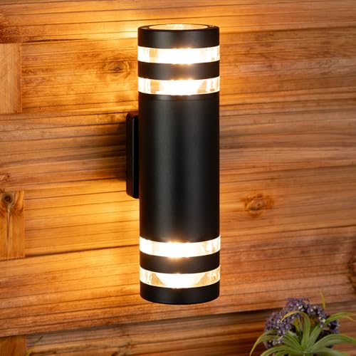 Lumiled Außenwandleuchte 10W Modern 230V 4000 K neutralweiß Wandlampe Außenlampe Wandleuchte Aluminium Kunststoff Schwarz IP54 Wasserdicht Outdoor Außen Garten Gartenlampe von Lumiled