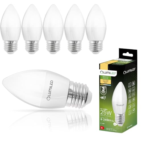 Lumiled B35 E27 LED Lampe 2,5W (ersetzt 25W), 249 Lumen, Kerze Milch Glas Leuchtmittel in Kerzeform 3000K Warmweiß Birne Lampen 180° Grad Abstrahlwinkel LED Lampenn Kerzenbirnen 6er-Pack von Lumiled