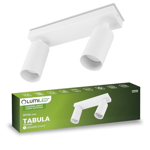 Lumiled Deckenleuchte Deckenspot Deckenstrahler 2-flammiger Spot Spotlampe für Decke Spotleuchte Deckenlampe Innenleuchte Spots Downlight schwenkbar drehbar Weiß rund 2x GU10 Fassung 230V von Lumiled