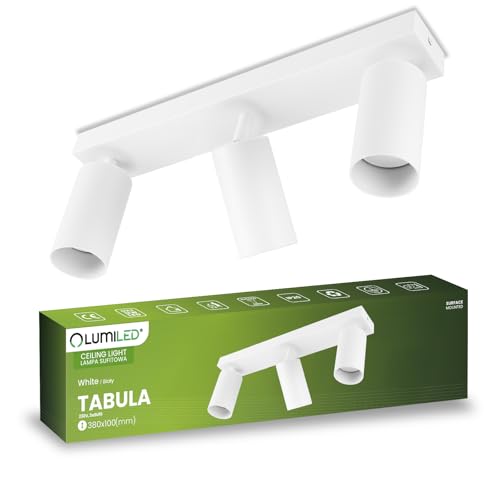 Lumiled Deckenleuchte Deckenspot Deckenstrahler 3-flammiger Spot Spotlampe für Decke Spotleuchte Deckenlampe Innenleuchte Spots Downlight schwenkbar drehbar Weiß rund 3x GU10 Fassung 230V von Lumiled