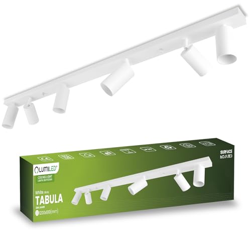 Lumiled Deckenleuchte Deckenspot Deckenstrahler 6-flammiger Spot Spotlampe für Decke Spotleuchte Deckenlampe Innenleuchte Spots Downlight schwenkbar drehbar Weiß rund 6x GU10 Fassung 230V von Lumiled