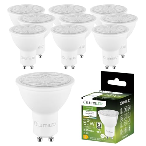 Lumiled GU10 LED, 6W 580 Lumen Leuchtmittel, 4000K neutralweiß Birne Lampe Strahler Spot, ersetzt 50W 24°/36°/60° Grad Strahlwinkel Reflektorlampen Reflektor 10 Stück Energiesparlampen Lumiled GU10 LED, 6W 580 Lumen Leuchtmittel, 4000K neutralweiß Birne Lampe Strahler Spot, ersetzt 50W 24°/36°/60° Grad Strahlwinkel Reflektorlampen Reflektor 10 Stück Energiesparlampen von Lumiled
