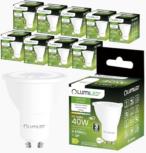 Lumiled GU10 LED Lampe 10er Set PAR16 3.4W ersetzt 40W 470Lm 4000K Neutralweiß Spot Reflektor 38° Nicht Dimmbar Energiesparend Leuchtmittel 230V für Deckenspots Deckenleuchte Wohnzimmer Schlafzimmer Lumiled GU10 LED Lampe 10er Set PAR16 3.4W ersetzt 40W 470Lm 4000K Neutralweiß Spot Reflektor 38° Nicht Dimmbar Energiesparend Leuchtmittel 230V für Deckenspots Deckenleuchte Wohnzimmer Schlafzimmer von Lumiled