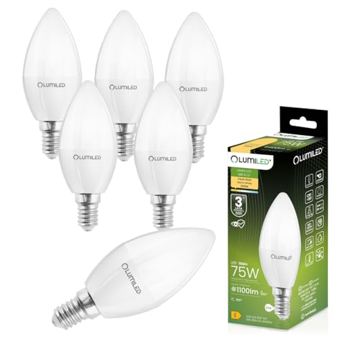 Lumiled LED E14 B35 Kerzenlampe 10W ersetzt 75W 230V 1100lm 3000K Warmweiß Nicht Dimmbar für Kronleuchter und Deckenlampe – 6er Pack Lumiled LED E14 B35 Kerzenlampe 10W ersetzt 75W 230V 1100lm 3000K Warmweiß Nicht Dimmbar für Kronleuchter und Deckenlampe – 6er Pack von Lumiled