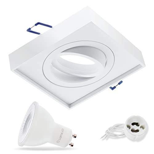 Lumiled LED Einbauleuchte schwenkbar inkl. 6 Watt Leuchtmittel GU10 Fassung Einbaustrahler Kaltweiß 6500K Deckeneinbaustrahler eckig weiß Spot 230V Aluminium 36° Abstrahlwinkel Downlight Lumiled LED Einbauleuchte schwenkbar inkl. 6 Watt Leuchtmittel GU10 Fassung Einbaustrahler Kaltweiß 6500K Deckeneinbaustrahler eckig weiß Spot 230V Aluminium 36° Abstrahlwinkel Downlight von Lumiled
