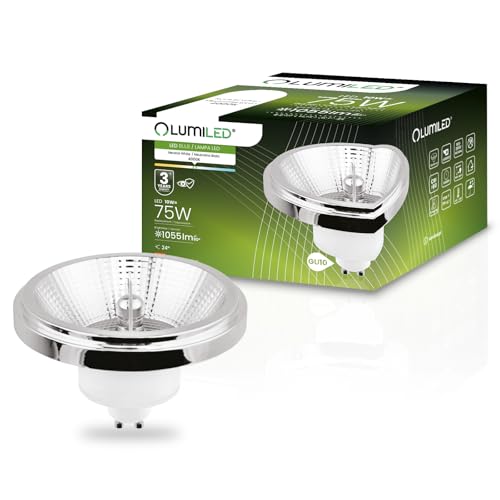 Lumiled LED-Leuchtmittel ES111 GU10 Fassung Spannung 230V 10W (Entspricht Halogen 75 Watt) Neutralweiß 4000K 24 Grad Abstrahlwinkel Silber 1055 Lumen Ra>90 Aluminium PC von Lumiled